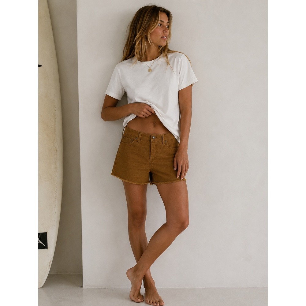 Carve Designs Oahu Shorts Womens 8 Cocoa Brown Corduroy High Rise Raw Hem 4in